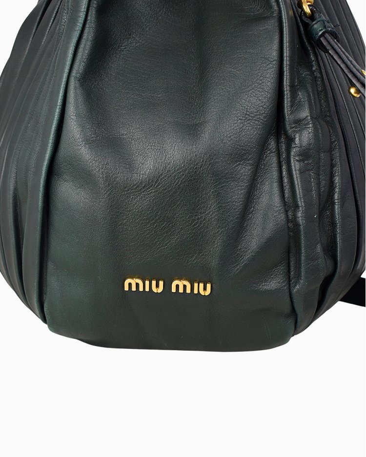 Bolsa Miu Miu Original Bosco Leather Plisse Verde Feminina